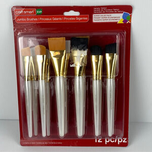 Craftsmart Jumbo Paint Brush Set of 12 NEW in package All Purpose Taklon Brushes
